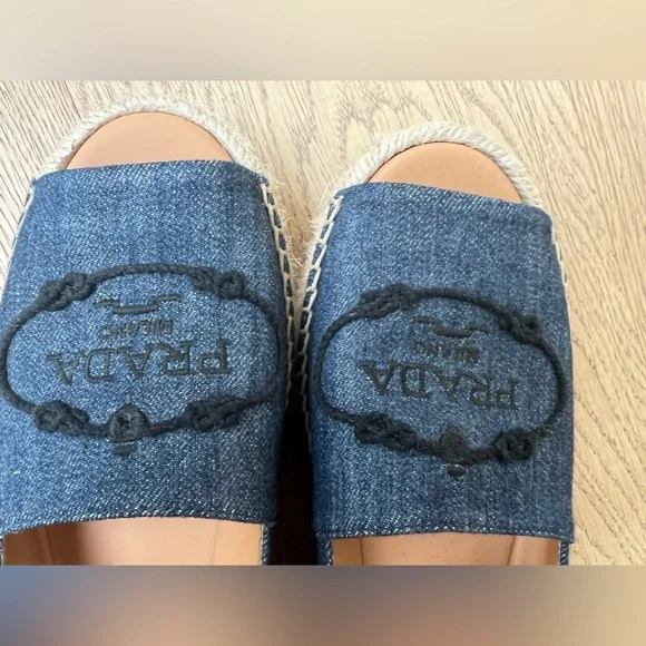 Prada Denim Logo Espadrille Loafers US size 6.5 (IT size 36.5) - Picture 3 of 9